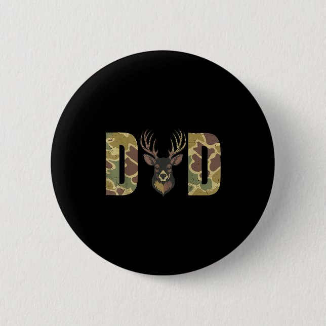 Hunting Dad Camo Deer Hunting Gift From Son Daught 6 Cm Round Badge (Front)