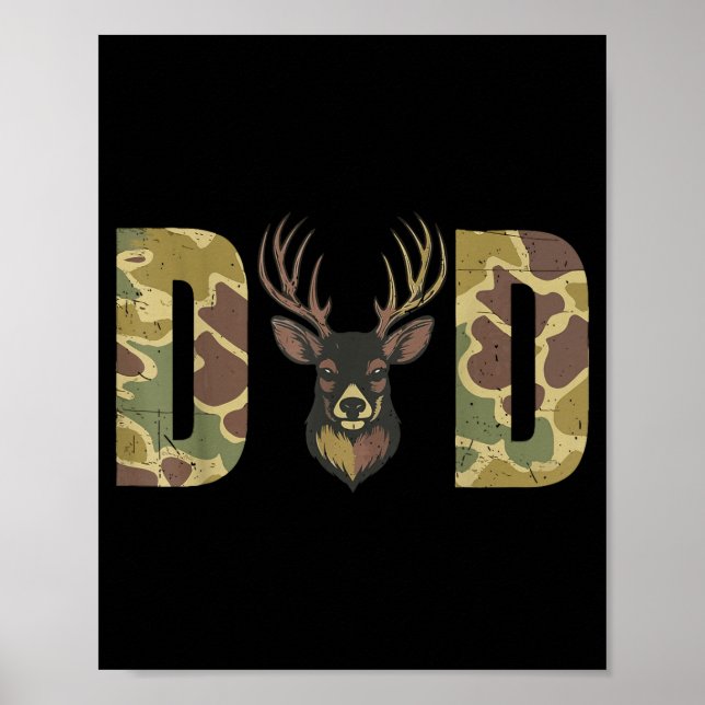 Hunting Dad Camo Deer Hunting Gift From Son Daught Poster (Front)