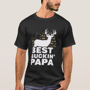 Hunting Dad Deer Buck USA Flag Best Buckin Dad T-Shirt