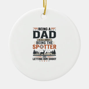 Hunting Dad Spotter Vintage Engraving Shirt Design Ceramic Tree Decoration