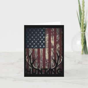 Hunting Deer American Flag Wild Outdoor Hunter  Card