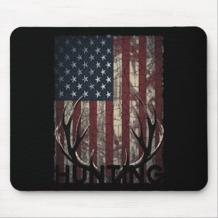 Hunting Deer American Flag Wild Outdoor Hunter Mouse Mat