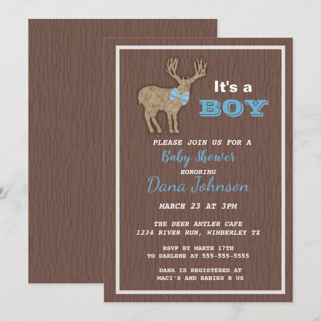 Hunting Deer Boy Baby Shower Invitation (Front/Back)