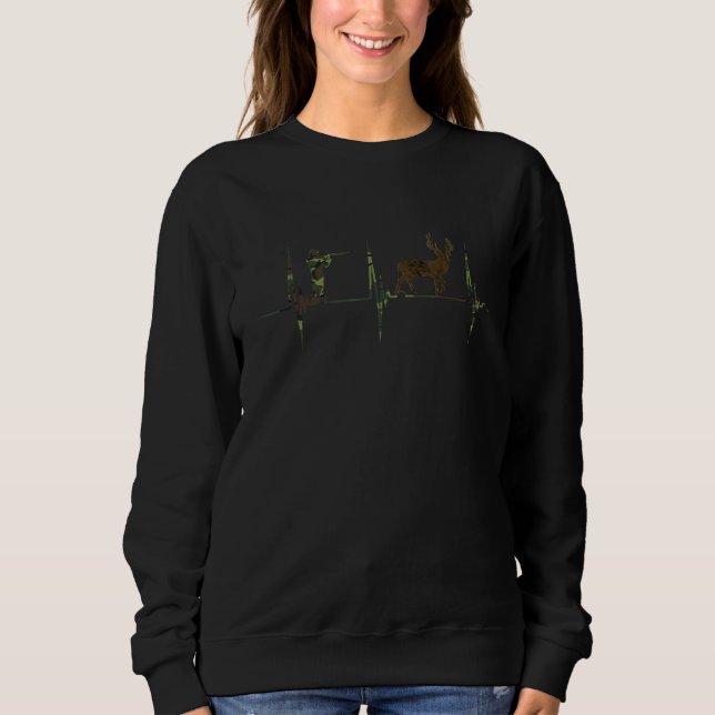 Hunting Deer Heart Beat Pulse Camouflage Sweatshirt (Front)