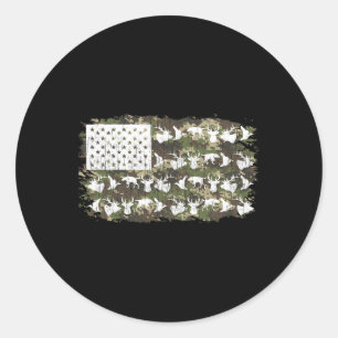 Hunting Deer Hunters Camo American Flag Usa Funny  Classic Round Sticker