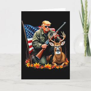 Hunting Deer Season Vintage Trump Usa Flag Camoufl Card