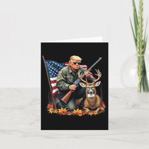 Hunting Deer Season Vintage Trump Usa Flag Camoufl Card