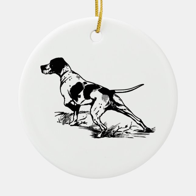 Hunting Dog Ceramic Tree Decoration (Front)