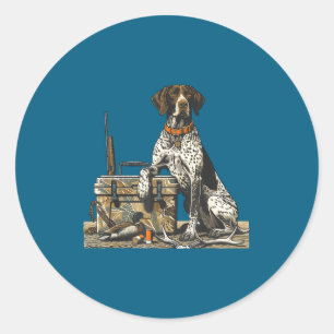 Hunting Dog Inter Bird Dog Duck Hunter Camo Retrie Classic Round Sticker