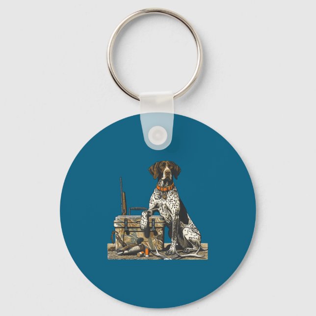 Hunting Dog Inter Bird Dog Duck Hunter Camo Retrie Key Ring (Front)