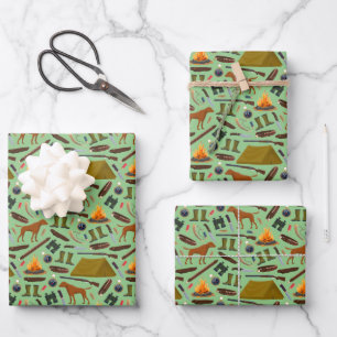 Hunting Dog Shotgun Tent Binoculars Sports Wrapping Paper Sheet