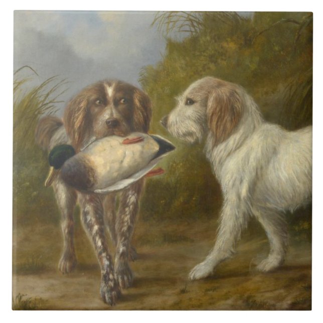 Hunting Dogs (by Carlo Ademollo) Tile (Front)