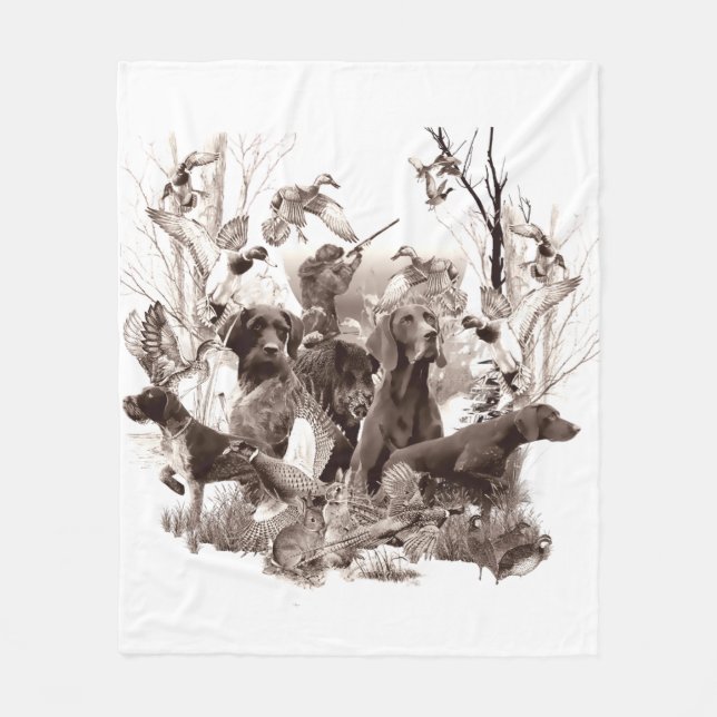 Hunting dogs ,Gun dogs, Hunting season  Fleece Blanket (Front)