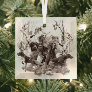 Hunting dogs ,Gun dogs,Hunting season  Glass Tree Decoration