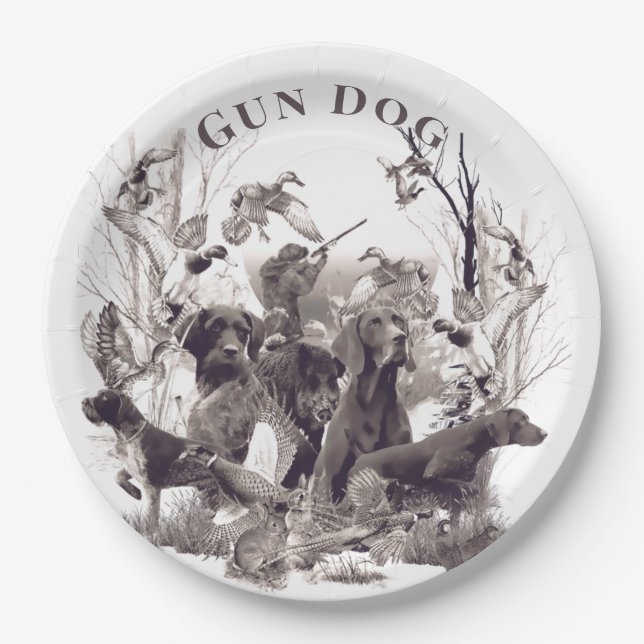 Hunting dogs ,Gun dogs, Hunting season  Paper Plate (Front)