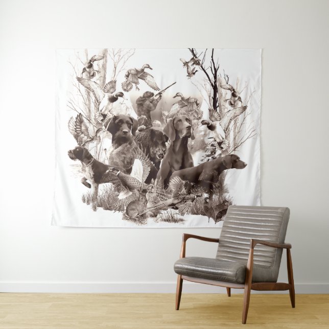 Hunting dogs ,Gun dogs,Hunting season T-Shirt Thro Tapestry (In Situ (Horizontal))