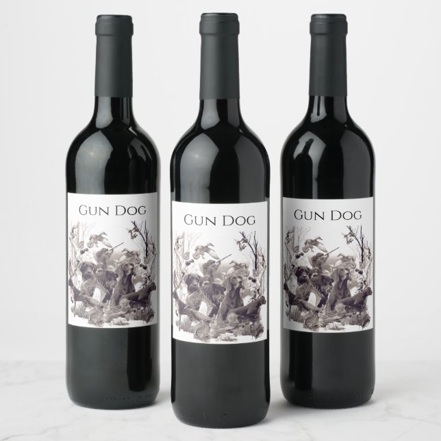 Hunting dogs ,Gun dogs, Hunting season  Wine Label (Bottles)