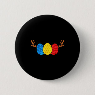 Hunting Easter Eggs Deer Antlers Funny Egg Hunt Hu 6 Cm Round Badge