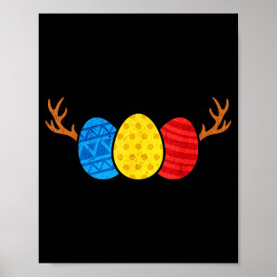 Hunting Easter Eggs Deer Antlers Funny Egg Hunt Hu Poster