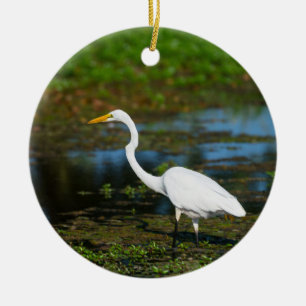 Hunting Egret Ceramic Tree Decoration
