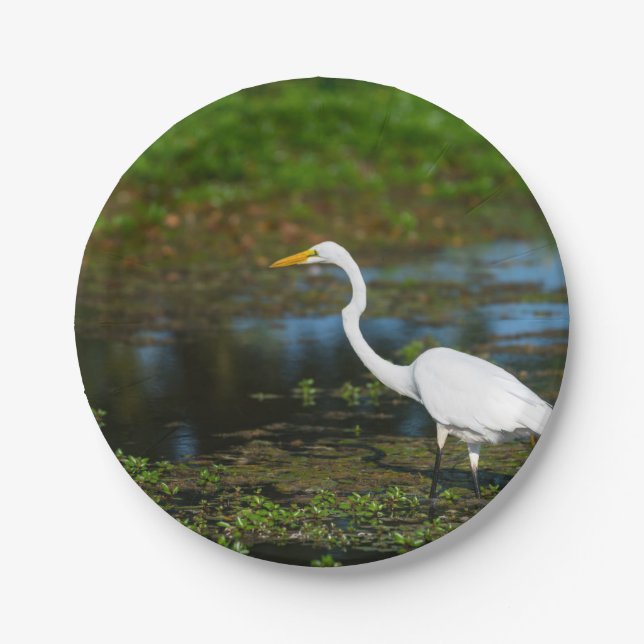 Hunting Egret Paper Plate (Front)