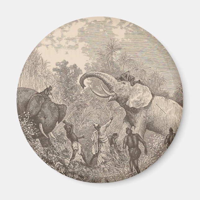 Hunting Elephants Magnet (Front)