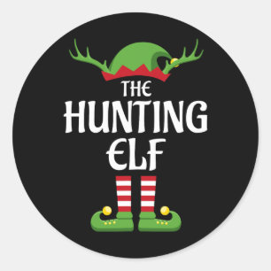 Hunting Elf Family Matching Group Christmas Classic Round Sticker