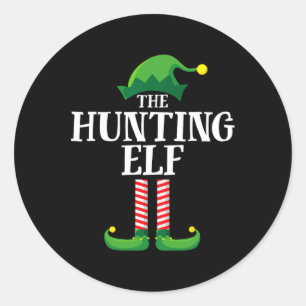 Hunting Elf Matching Family Group Christmas Party  Classic Round Sticker