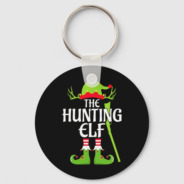 Hunting Elf Matching Family Group Christmas Party  Key Ring (Front)