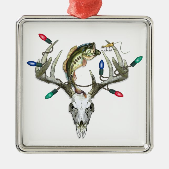 Hunting Fishing Christmas Lights Metal Tree Decoration (Front)