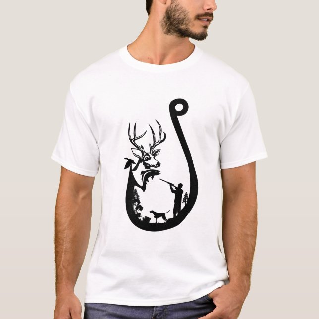 Hunting Fishing  Deer And Duck T-Shirt (Front)