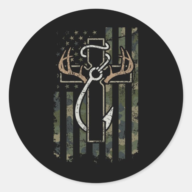 Hunting Fishing Faith - Christian Hunter Fisherman Classic Round Sticker (Front)
