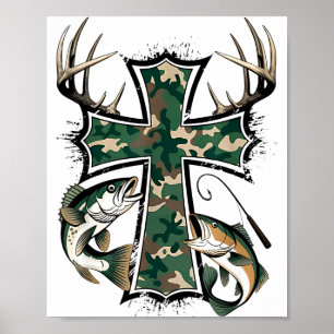 Hunting Fishing Faith - Christian Hunter Fisherman Poster