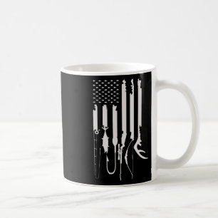 Hunting Fishing Usa Flag American Themed Decor Coffee Mug