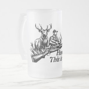 Hunting Frosted Glass Beer Mug