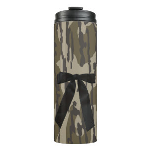 Hunting Girl Bottom Lands Camo Black Bow Ribbon Thermal Tumbler