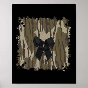 Hunting Girl Camo Black Bow Ribbon Poster