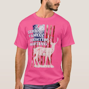 Hunting God Family Country Deer Flag Patriotic T-Shirt