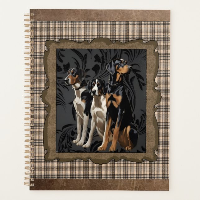 hunting hound dogs on plaid planner (Front)