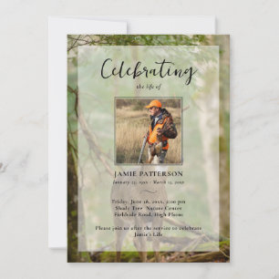 Hunting Hunter Outdoorsman Photo Funeral Program  Invitation