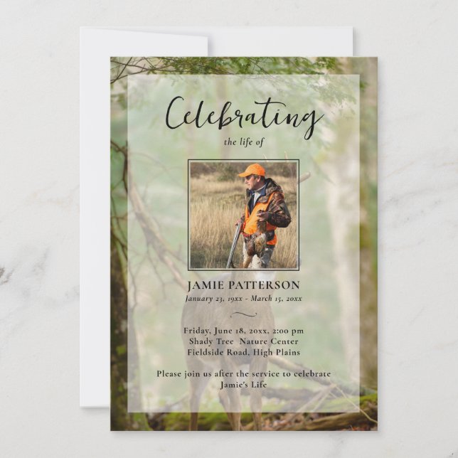 Hunting Hunter Outdoorsman Photo Funeral Program  Invitation (Front)