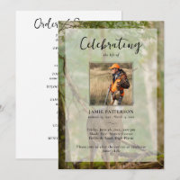 Hunting Hunter Outdoorsman Photo Funeral Program 