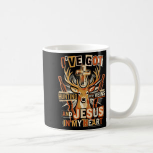Hunting In My Veins Jesus In Heart Christian Deer Coffee Mug