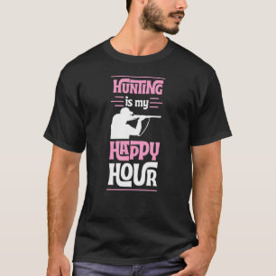 Hunting Is My Happy Hour Elk Deer Retro Vintage St T-Shirt