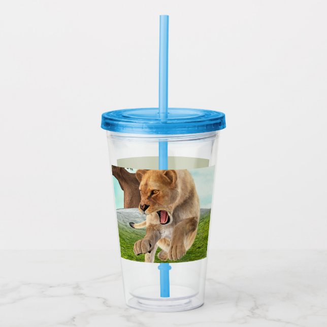 Hunting Lioness Acrylic Tumbler (Front)