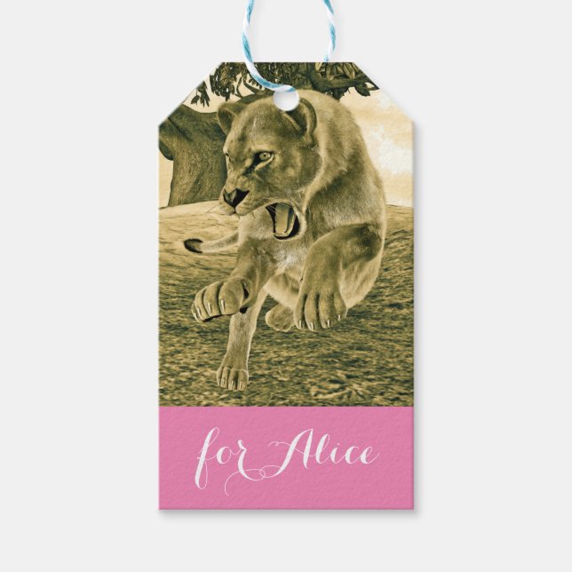 Hunting Lioness Gift Tags (Front)