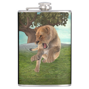 Hunting Lioness Hip Flask