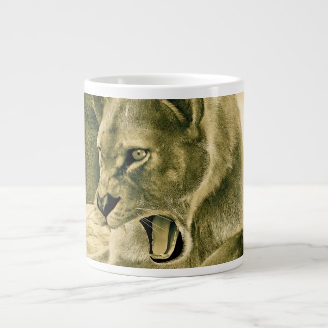 Hunting Lioness Large Coffee Mug (Front)