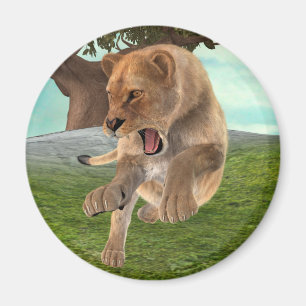Hunting Lioness Magnet