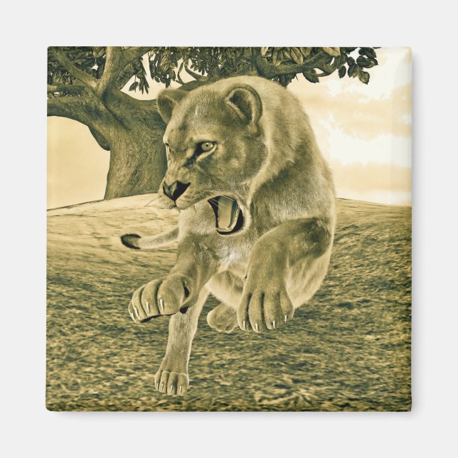 Hunting Lioness Magnet (Front)